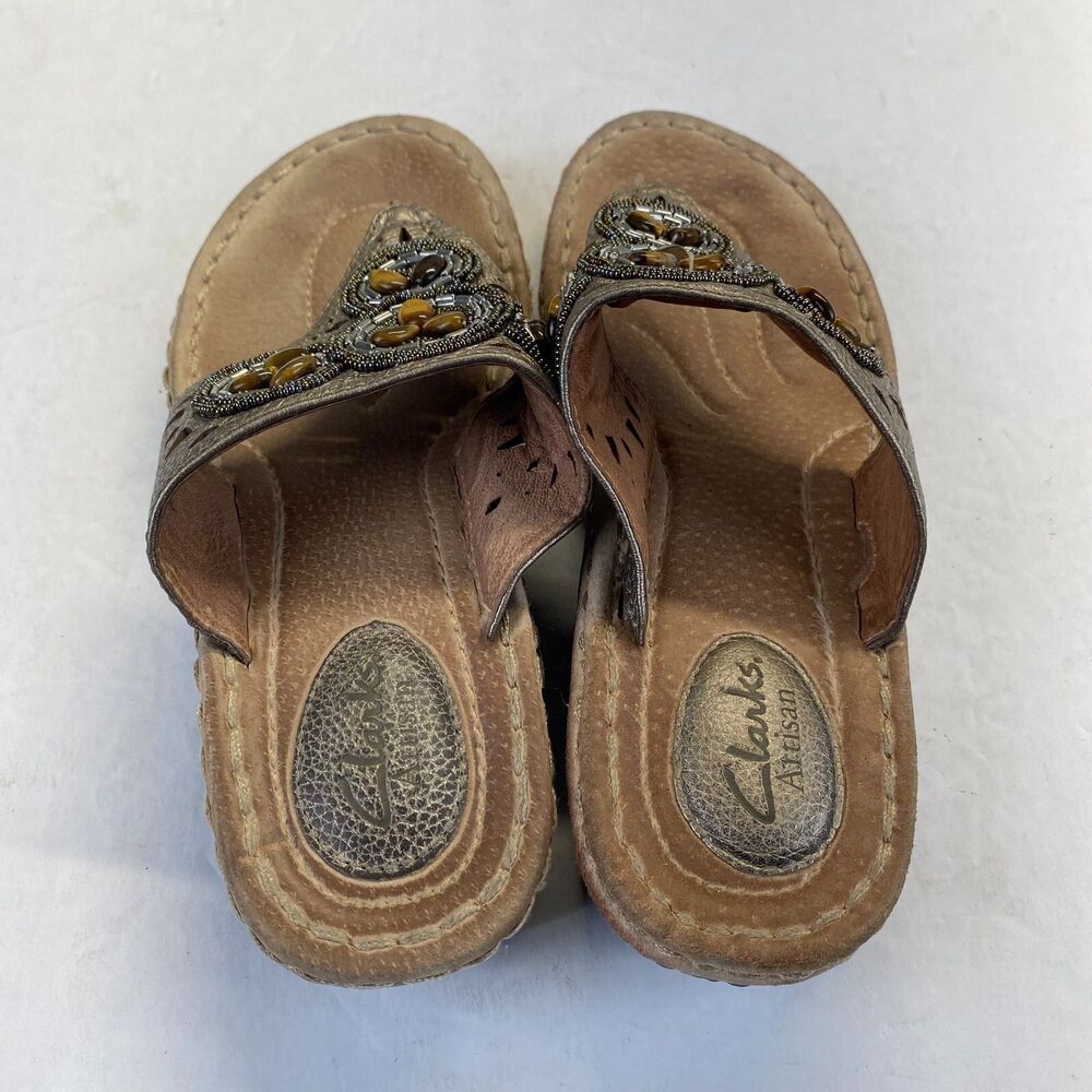 Clarks Artisan Thong Sandals Women's Size 7.5M Beaded 32235,Casual,Comfort